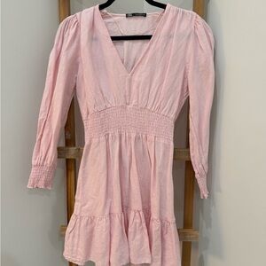 Zara Light Pink V-Neck Dress